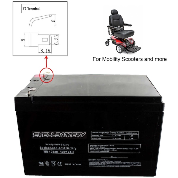 Exell Battery 12, 12, AGM Chemistry EB12120F2 - main